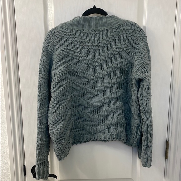 POL Teal Crew Neck Sweater with Chevron Knit - Picture 3 of 4
